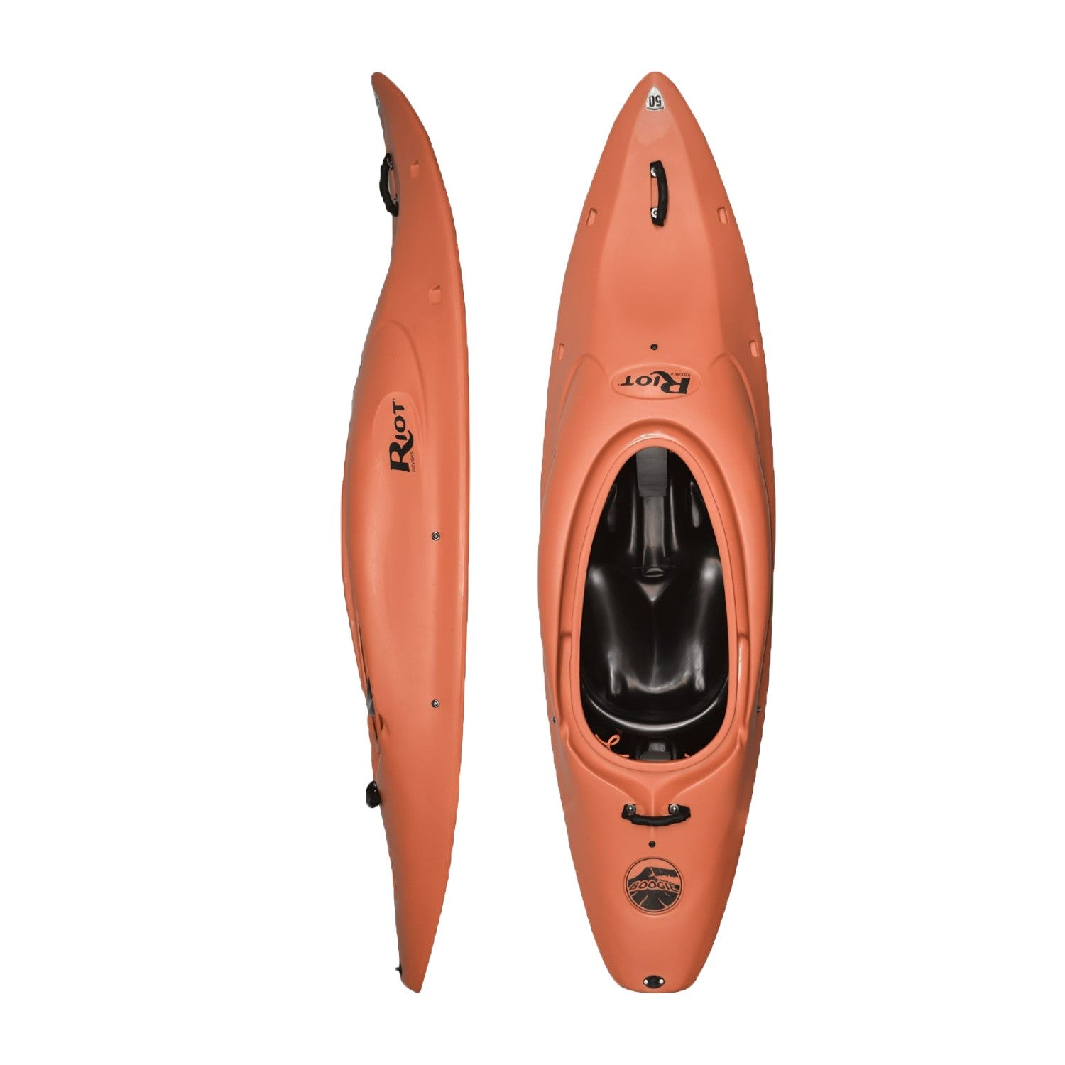 Boogie 50 Kayak Orange Top and Side View